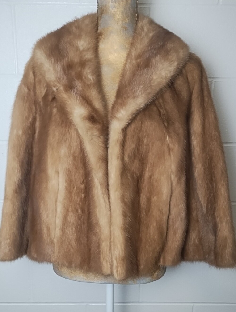 Luxury Classic Genuie Mink Fur Cropped Swing Jacket in Autumn Haze Pockets